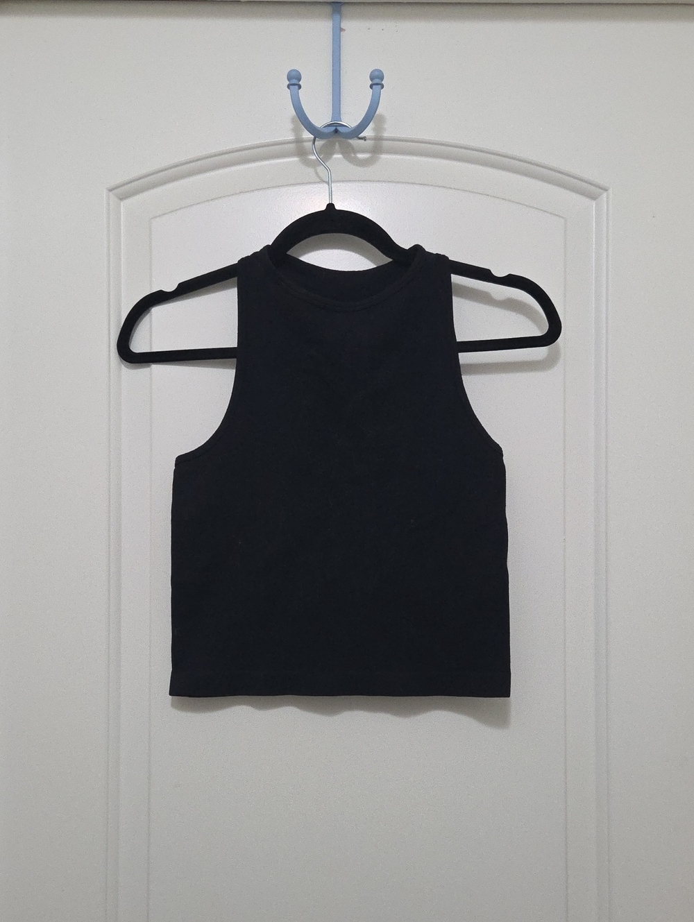 Free People Black High-Neck Crop Tank